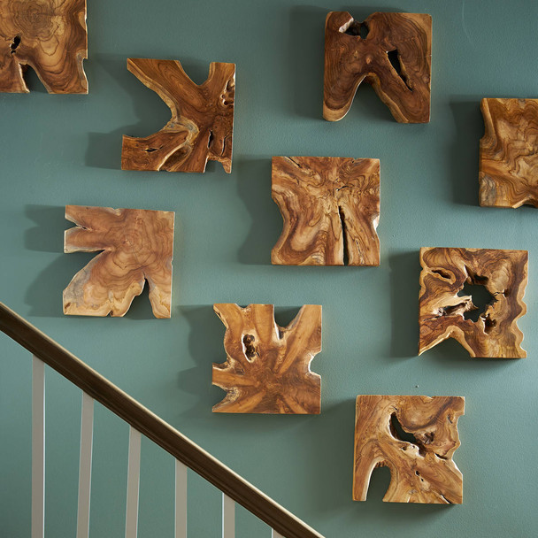 Talia Wood Wall Decor Set/9 - Size: 41H x 41W x 3D (cm) - Organic style