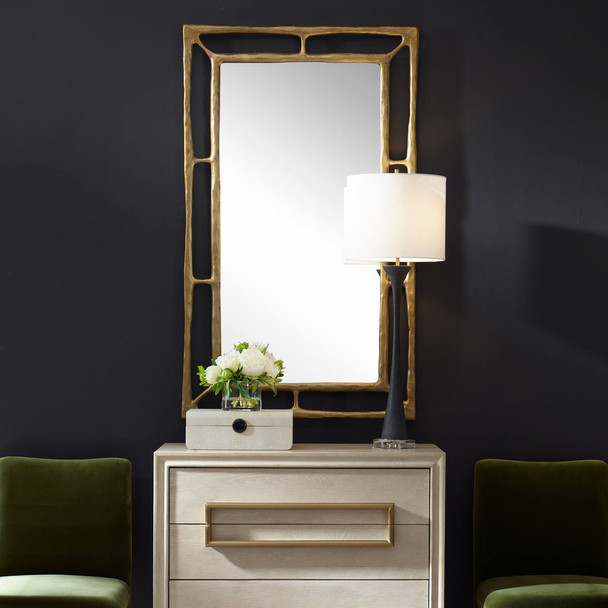 Felix Brass Rectangle Mirror - Size: 127H x 76W x 4D (cm) - Mid-Century Modern style