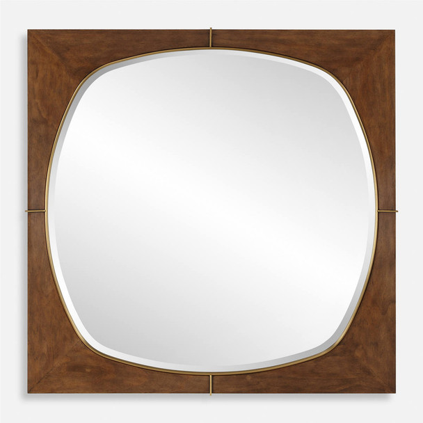 Garonne Square Walnut Mirror Mid-Century Modern style Wall Mirror Decor