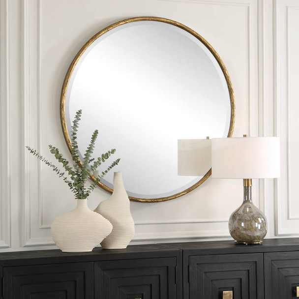 Sutton Aged Gold Round Mirror - Australia wide delivery