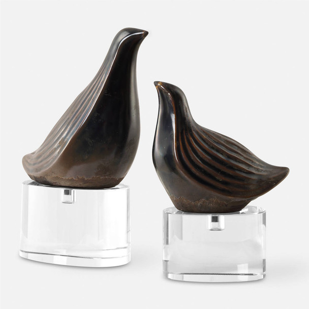Nesting Bird Gray Sculptures S/2 Contemporary style Sculpture Decor