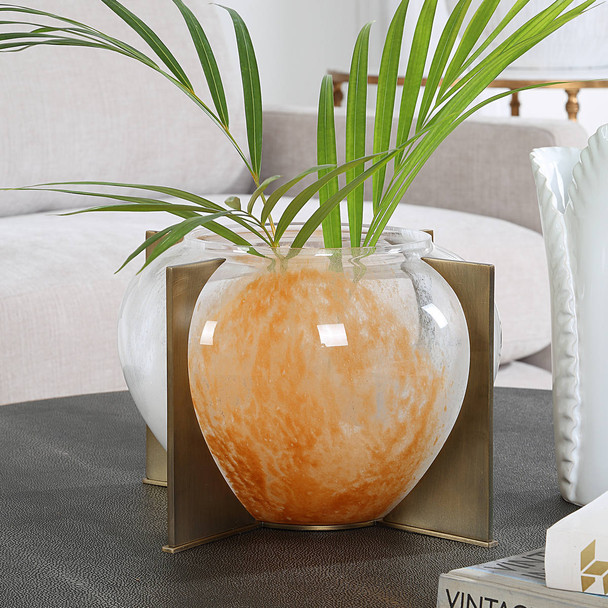 Amber Swirl Vase - Size: 20H x 31W x 31D (cm) - Contemporary style