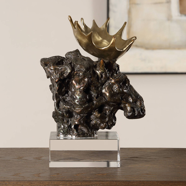 Moose Bust Bronze Sculpture - Australia wide delivery