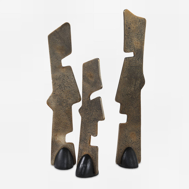 Geometric Echoes Bronze Sculptures Set/3 Geometric style  Decor