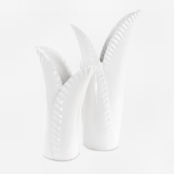 Leafscape White Vases Set/2 Contemporary style Vase Decor