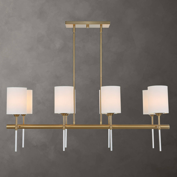 Awyr 8 Light Linear Chandelier - Size: 42H x 111W x 41D (cm) - Contemporary style