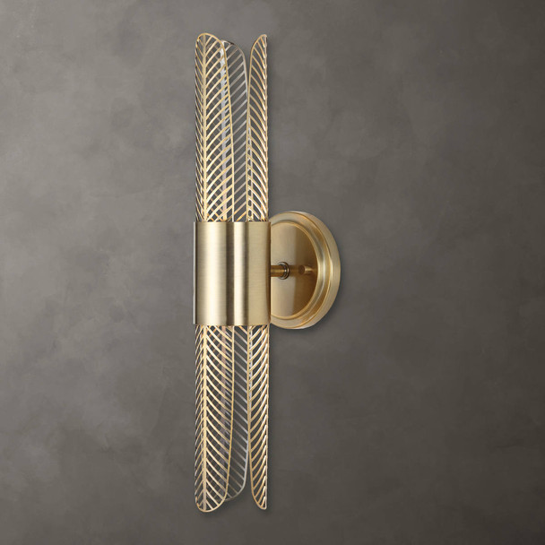 Cret 2 Light LED Brass Sconce - Size: 46H x 12W x 13D (cm) - Contemporary style