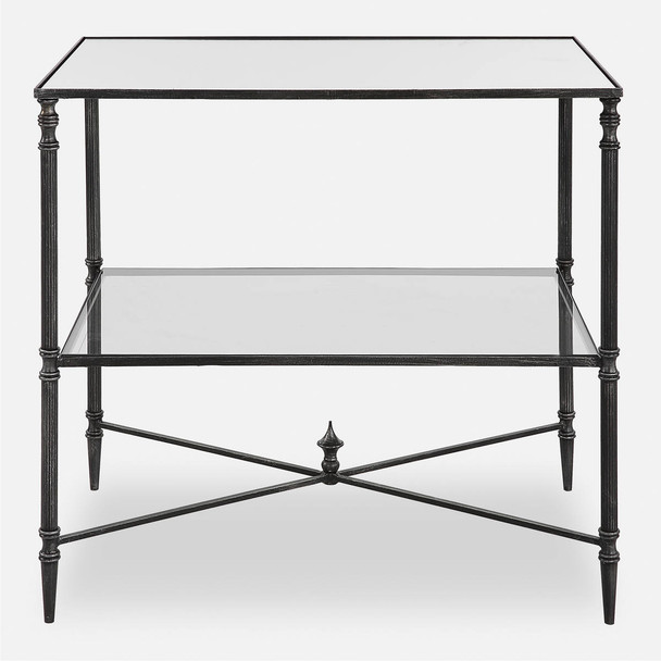 Henzler Mirrored Steel Lamp Table Contemporary style Accent Table Decor