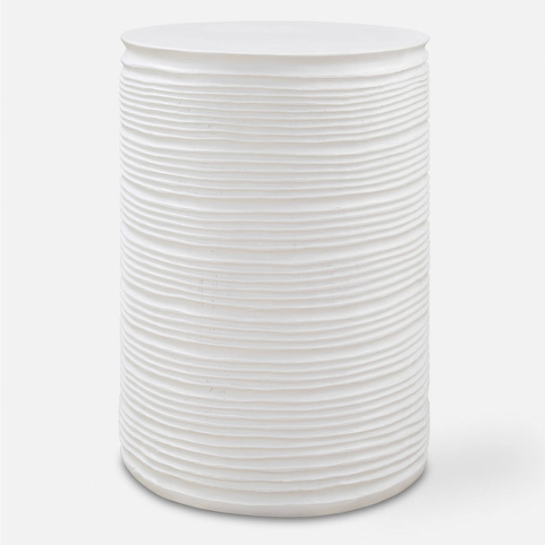 Borderline White Drum Table Contemporary style Accent Table Decor