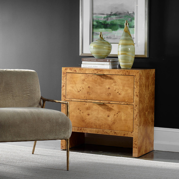 Indus 2 Drawer Burl Chest - Australia wide delivery