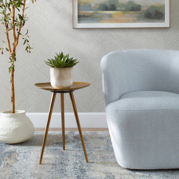 Lily Pad Antique Brass Accent Table - Size: 53H x 41W x 41D (cm) - Mid-Century Modern style