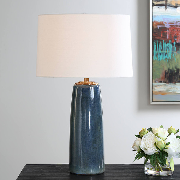 Submerged Deep Blue Table Lamp - Size: 67H x 41W x 41D (cm) - Mid-Century style