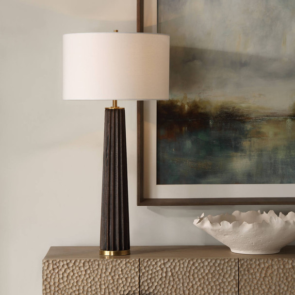 Forage Dark Scalloped Table Lamp - Size: 80H x 38W x 38D (cm) - Mid-Century Modern style