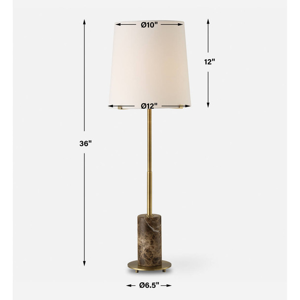 Sepia Brown Marble Buffet Lamp - Cairns, Darwin Mid-Century Modern style Table Lamps