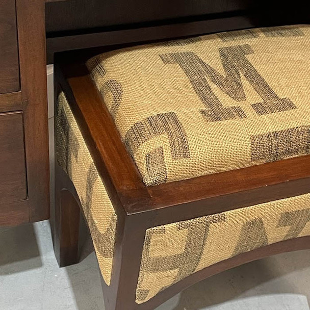 Estate Desk & Stool - Aged Honey Mahogany / Light Jute Fabric - Sale on Edwardian style Office & Study furniture