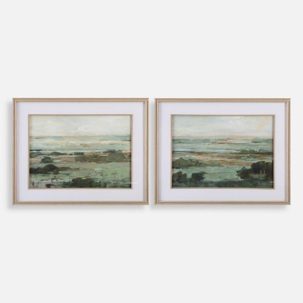 Warm Valley Framed Prints Set/2 Contemporary style Print Decor Warm Valley Framed Prints Set/2 Contemporary style Print Decor