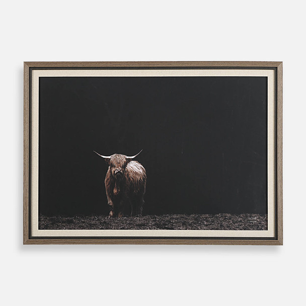 King Of The Hill Framed Bovine Print Contemporary style Print Decor