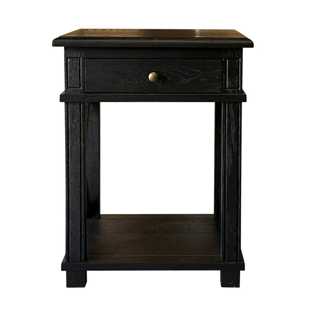 Xavier Bedside Table - Black Oak - Hobart, Launceston, Perth Hamptons style Bedroom furniture