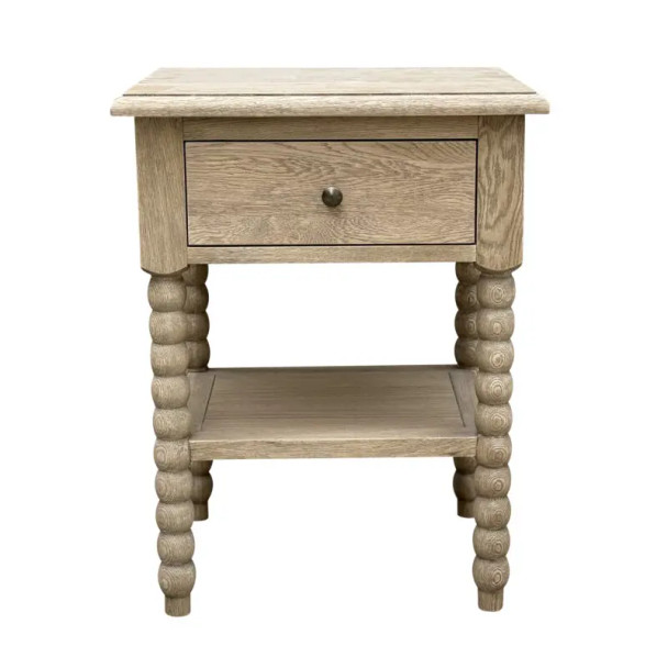 Belleville Bobbin 50cm Side Table - Weathered Oak Bedroom Furniture - HL602-50-105