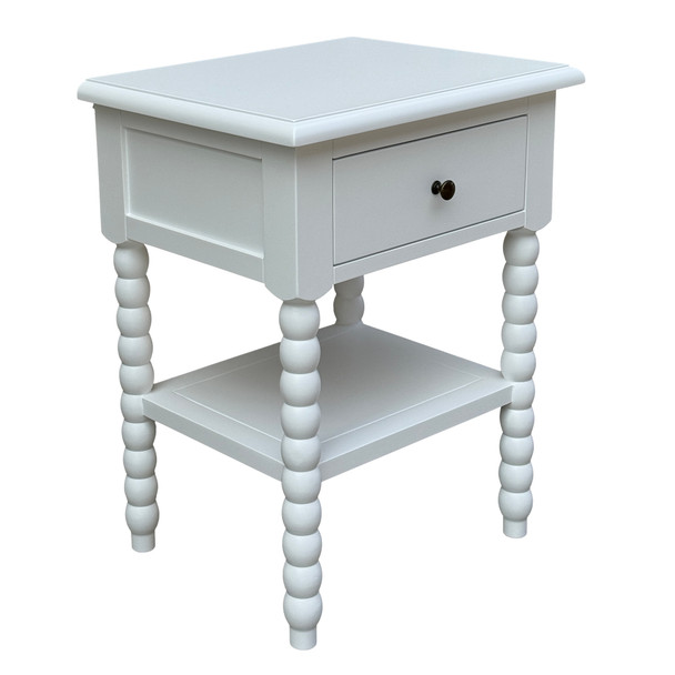 Belleville Bobbin 50cm Side Table - White - Hand made Bedroom furniture