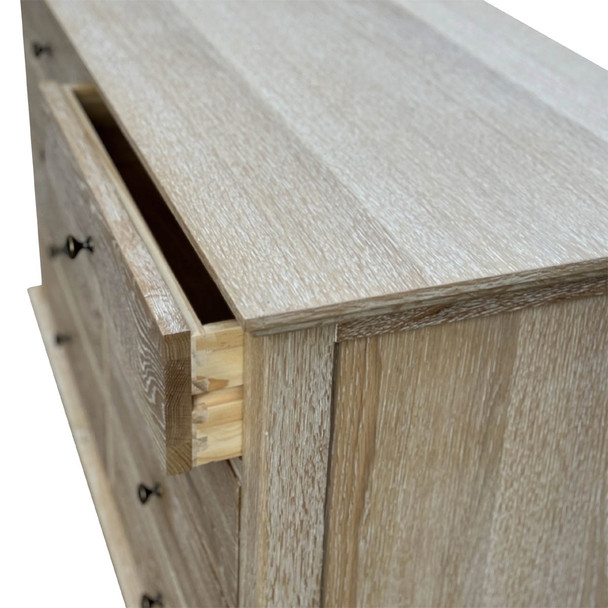 Bordeaux Dresser 8 Drawers Small Knobs - Whitewash Oak - Melbourne, Sydney, Brisbane French Provincial style Bedroom furniture