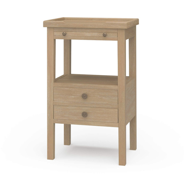 Eton 2 Drawer Side Table w/ Pull Out Shelf - Sandbar - Size: 42H x 32W x 69D (cm) - Craftsman style
