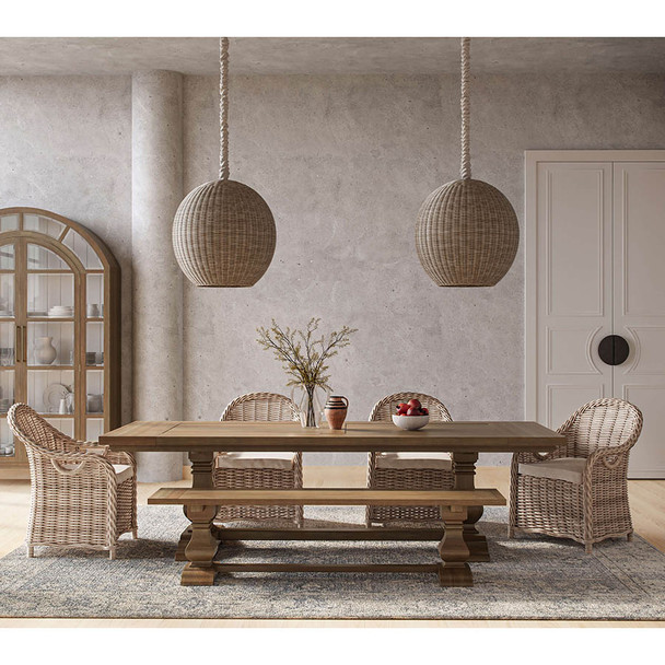 Provincial Trestle Dining Table 240cm - Straw Wash - Solid Timber French Provincial style Dining Room furniture