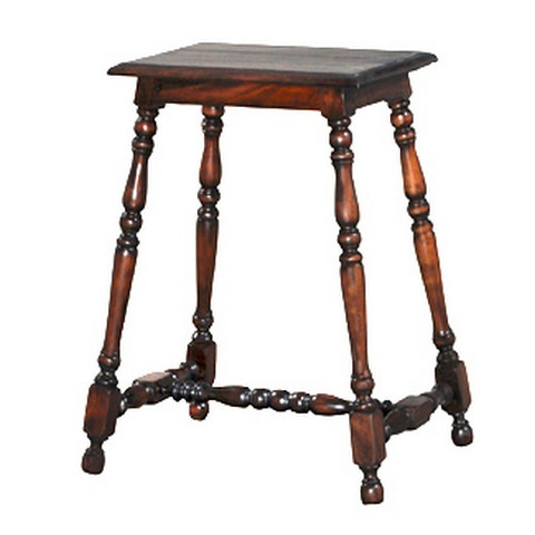 Small Stool - Antique Oak / Light Wood Distressing - Size: 61H x 50W x 35D (cm) - Barn Style style