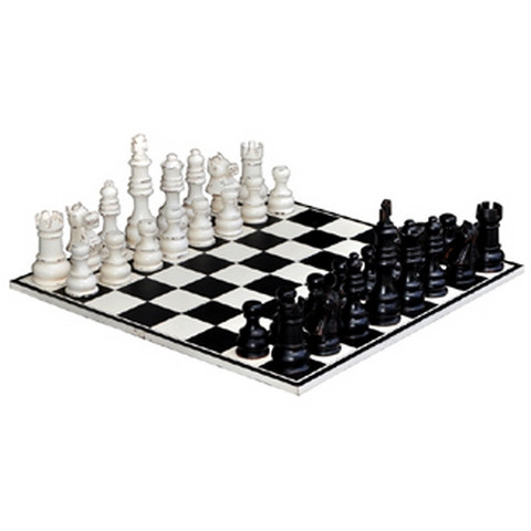 Gentlemen's Club Chess Set - White Antique / Black Antique - Size: 80H x 80W x 28D (cm) - Traditional style