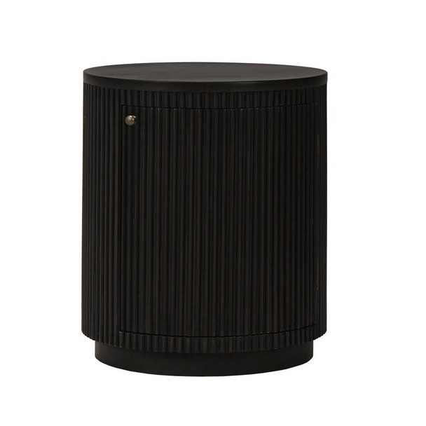 Kraton Small Round Bedside Table - Grey Oak - Mid-Century Modern Contemporary style