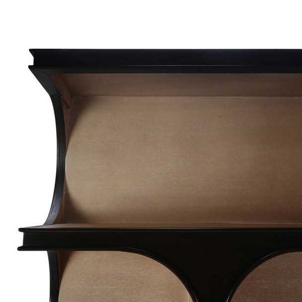 Vannes Crescent Bookcase - Black Wash / Sandbar - Discount Mid-Century Modern style Living Room furniture
