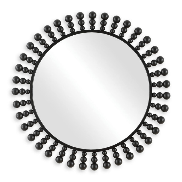 Aziel Round Black Mirror Boho Chic style Wall Mirror Decor