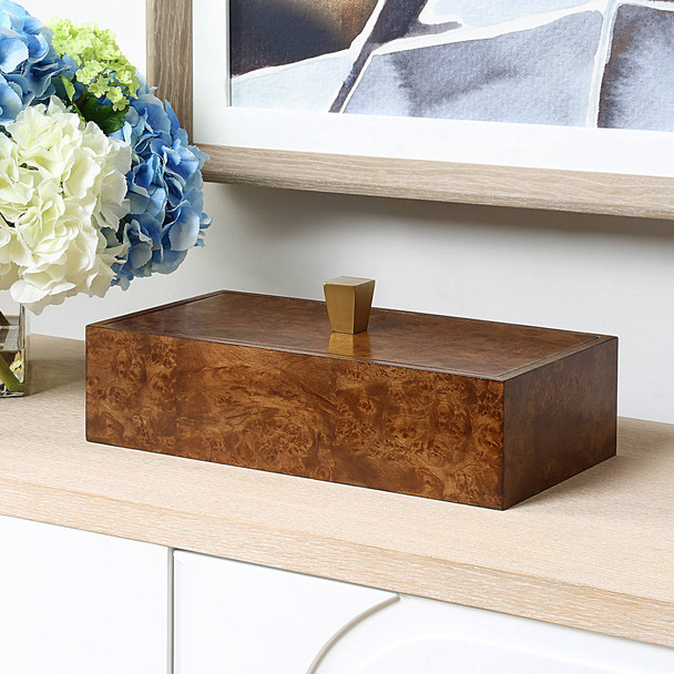 Burl Haven Box - Size: 11H x 38W x 18D (cm) - Craftsman style