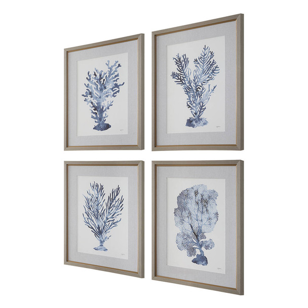 Shibori Coral Framed Prints Set/4 - Melbourne, Sydney, Brisbane delivery
