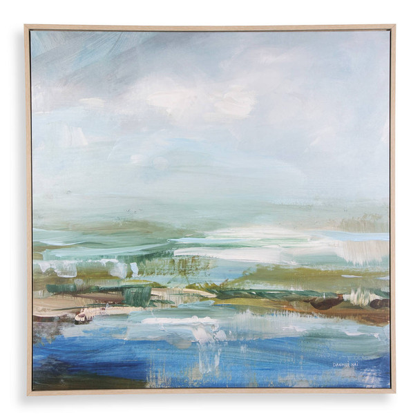 Lush Valley Framed Canvas - Size: 126H x 126W x 5D (cm) - Countryside style