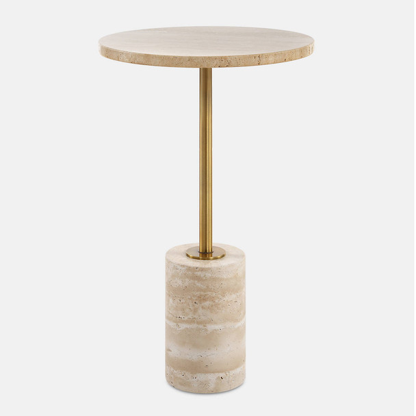 Malya Travertine Accent Table Organic style Accent Table Decor