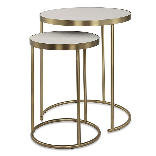 Aragon White Nesting Tables Set/2 - Cairns, Darwin Contemporary style Accent Tables