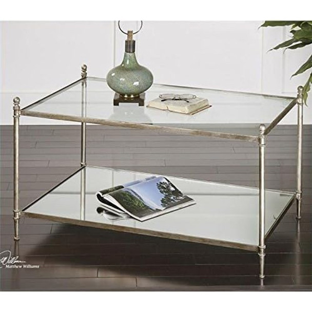 Gannon Mirrored Glass Coffee Table - Size: 55H x 91W x 58D (cm) - Traditional style Gannon Mirrored Glass Coffee Table - Size: 55H x 91W x 58D (cm) - Traditional style