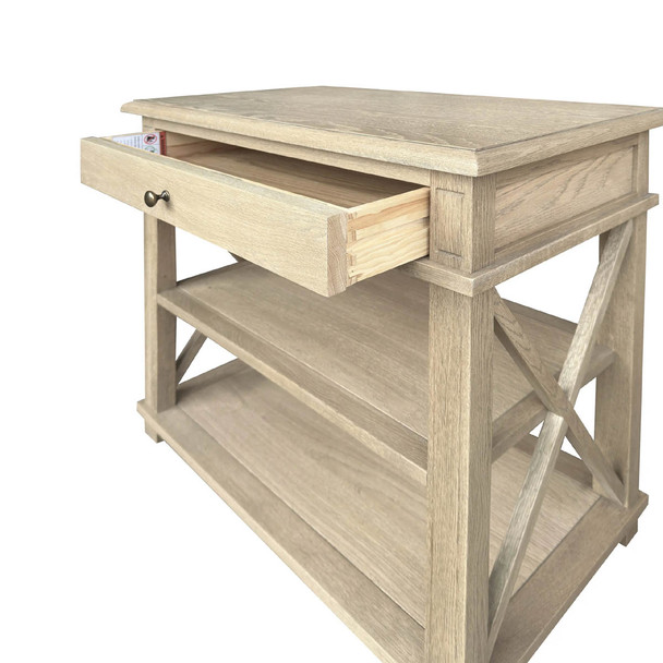 Xavier Large Side Table - Weathered Oak (HL545-105) - Hamptons Style