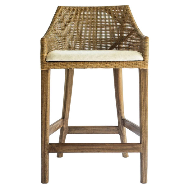 Cuban Rattan Counter Stool - Mango Teak - Coastal style