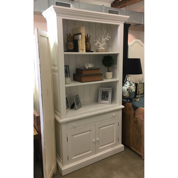 Edwardian Bookcase - Architectural White Light Distressed - Size: 210H x 112W x 41D (cm) - Edwardian style