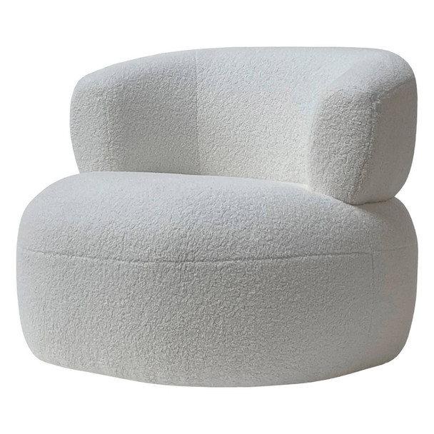 Lune Boucle Tub Chair - Snow Living Room Furniture - KM-006SNOW