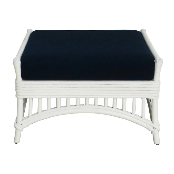 Bahamas Rattan Ottoman - White - Coastal style
