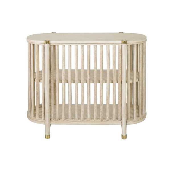 Solaro Retro Low Bookcase - Whitewash - Mid-Century Modern style