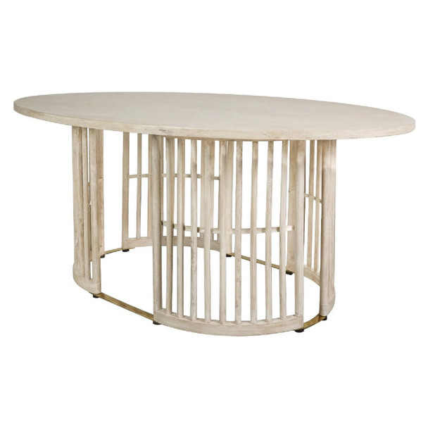 Solaro Retro Oval Dining Table - Whitewash Dining Room Furniture - S-0847-DW