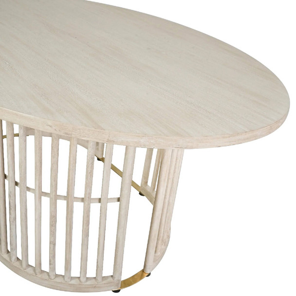 Solaro Retro Oval Dining Table - Whitewash - Hand made Dining Room furniture