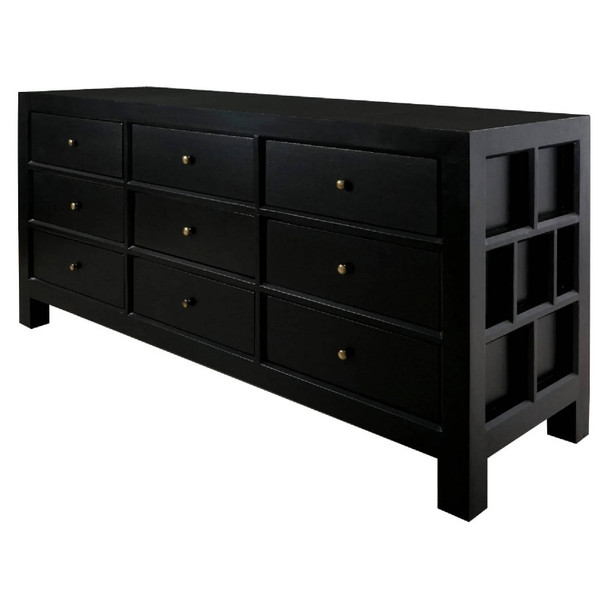 Callan 9 Drawer Chest - Black Bedroom Furniture - T-0007BLACK
