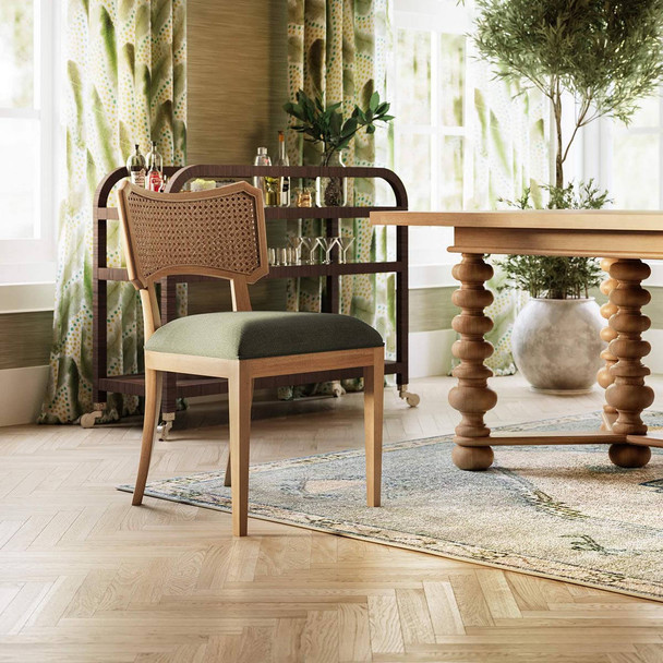 Linea Dining Chair w/ Rattan Back - Solid Timber Mid-Century Modern style Dining Room furniture