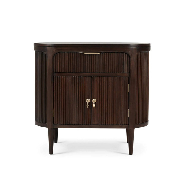 Regent Bedside Table w/ Doors and Lip/Drop Pull Handles - Hand made Mid-Century Modern style Bedroom furniture