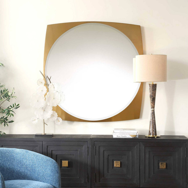 Neilia Round Brass Mirror - Sale on Mid-Century Modern style Wall Mirrors Neilia Round Brass Mirror - Sale on Mid-Century Modern style Wall Mirrors